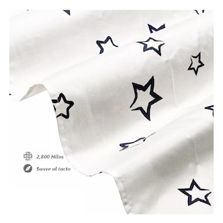 Foto 3 | Juego De Sabanas Matrimonial 2,800 Hilos Blanco Estrellas Negras