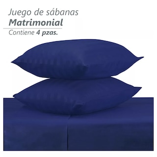 Foto 4 | Juego De Sabanas Matrimonial Egipcian Premium 2,800 Hilos Azul Rey Navy