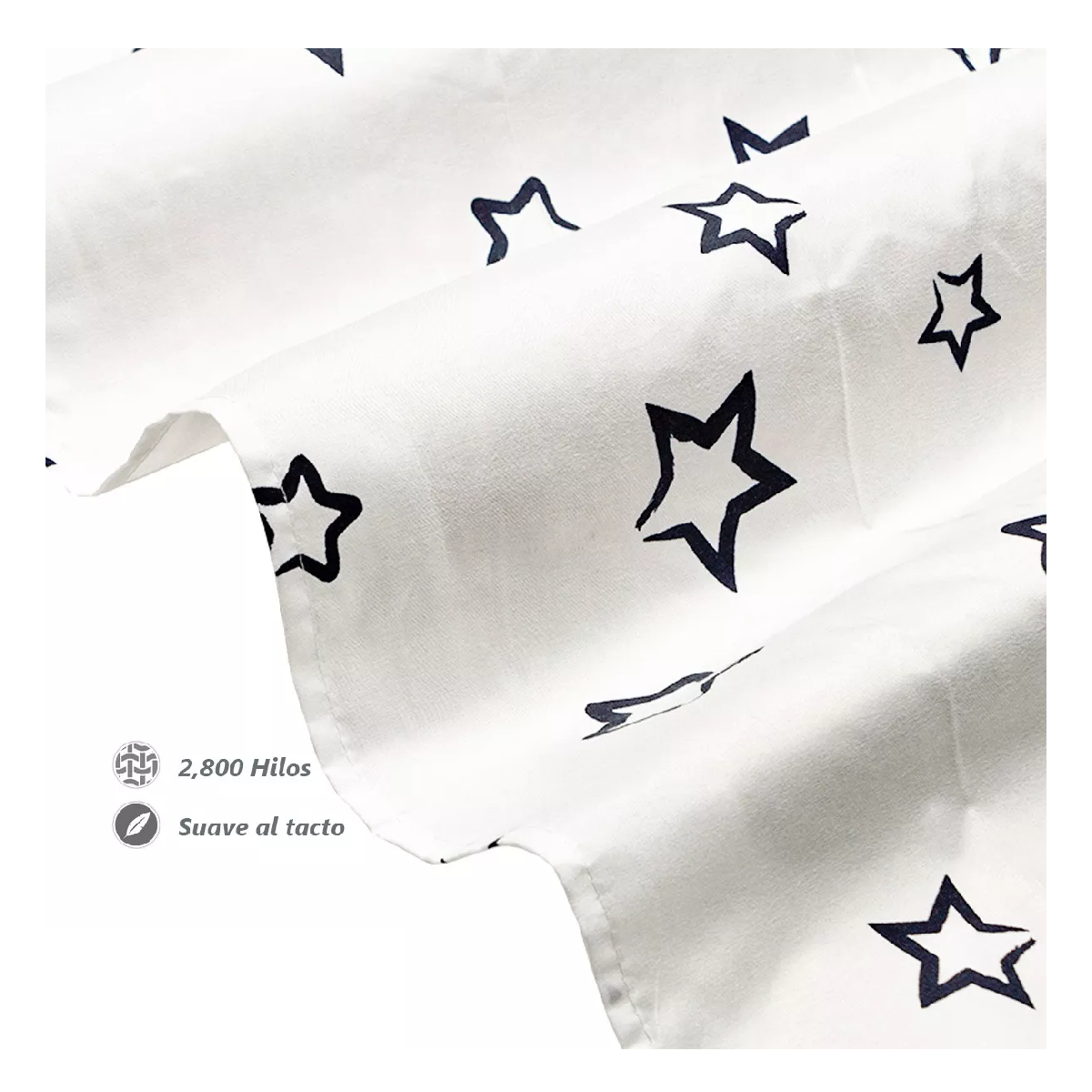 Foto 4 pulgar | Juego De Sabanas Matrimonial 2,800 Hilos Blanco Estrellas Negras