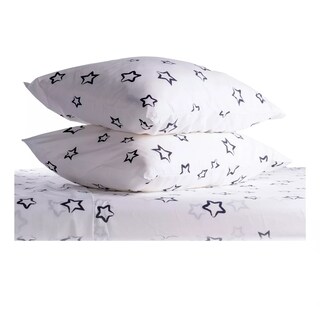 Foto 4 | Juego De Sabanas Matrimonial 2,800 Hilos Blanco Estrellas Negras