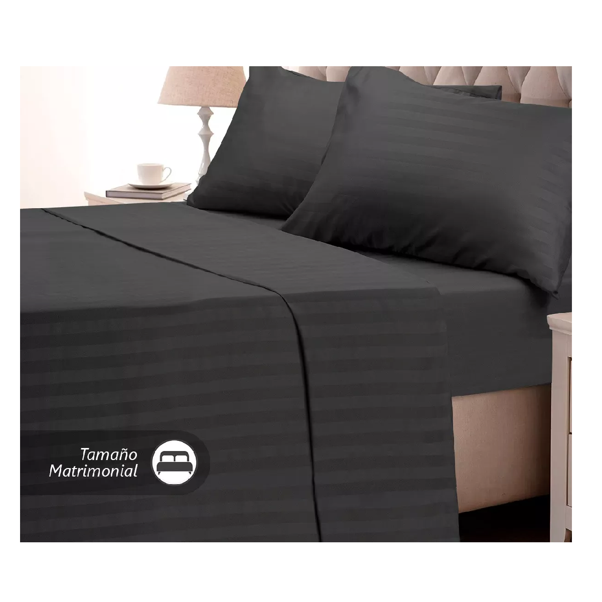 Foto 3 pulgar | Juego De Sabanas Matrimonial Egipcian Premium 2,800 Hilos Negro