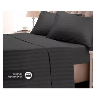 Foto 2 | Juego De Sabanas Matrimonial Egipcian Premium 2,800 Hilos Negro