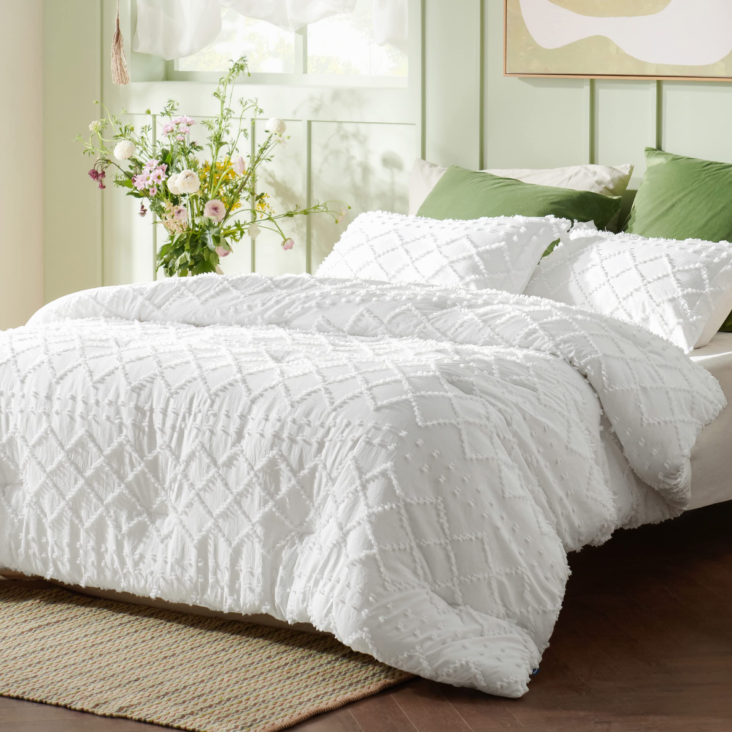 Foto 2 | Juego De Edredón Bedsure Boho Queen Con Mechones Blancos, Estilo Shabby Chic - Venta Internacional.