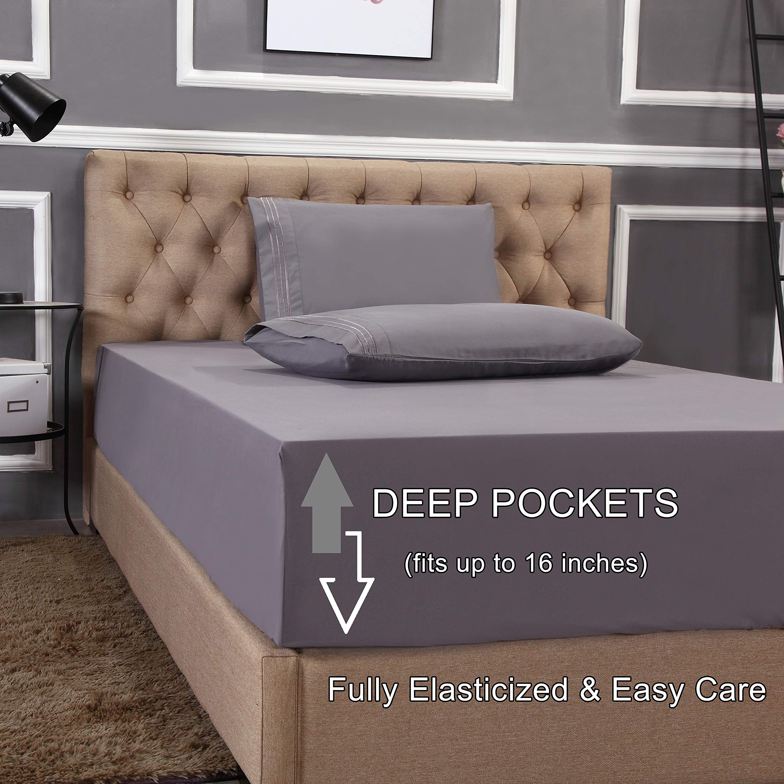 Foto 7 pulgar | Juego De Sábanas De Microfibra Bedding Elegant Comfort De 4  - Venta Internacional.