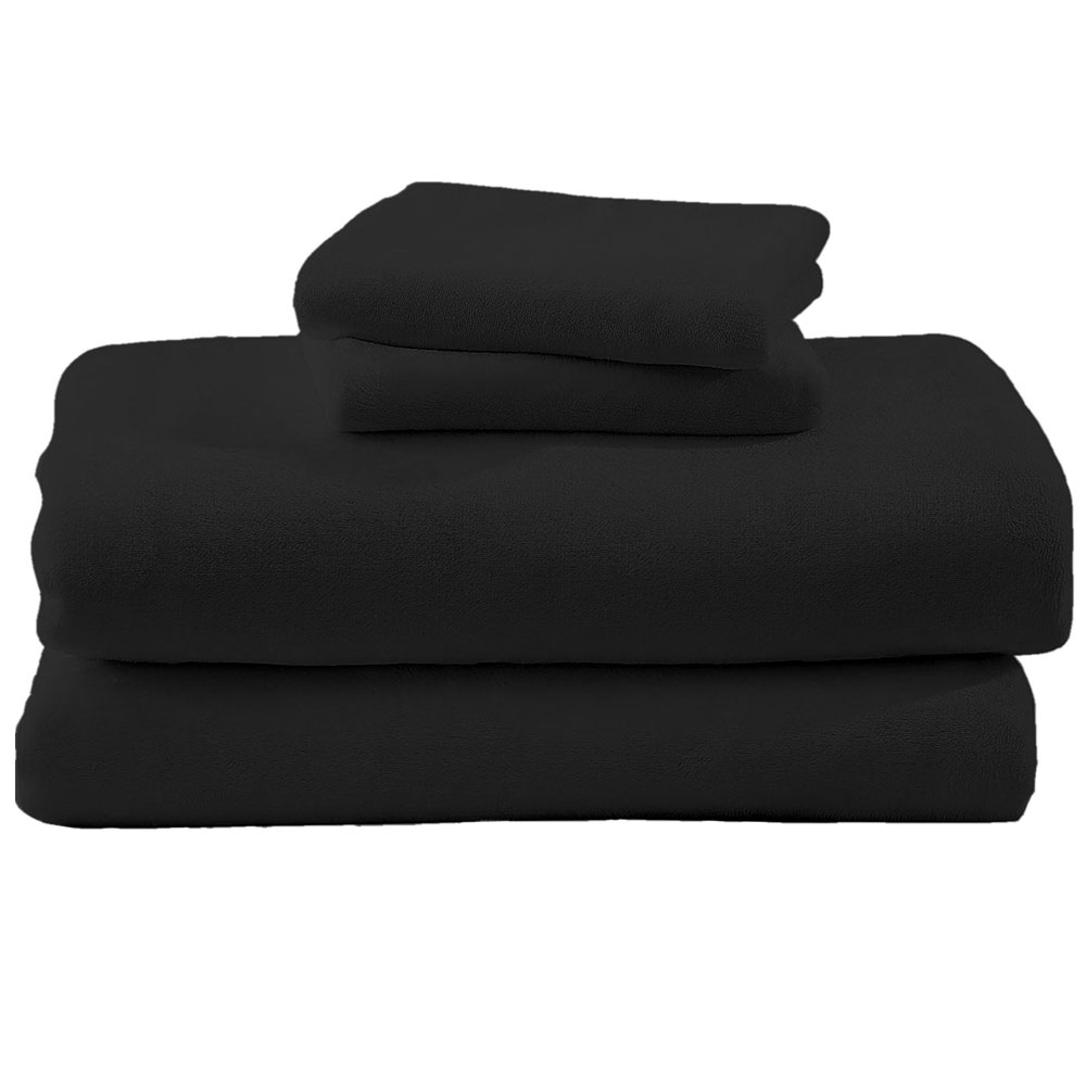 Juego De Sabanas Polar Invernales Suaves Y Cálidas Para Las Noches Frías Matrimonial Negro Kyuden Home