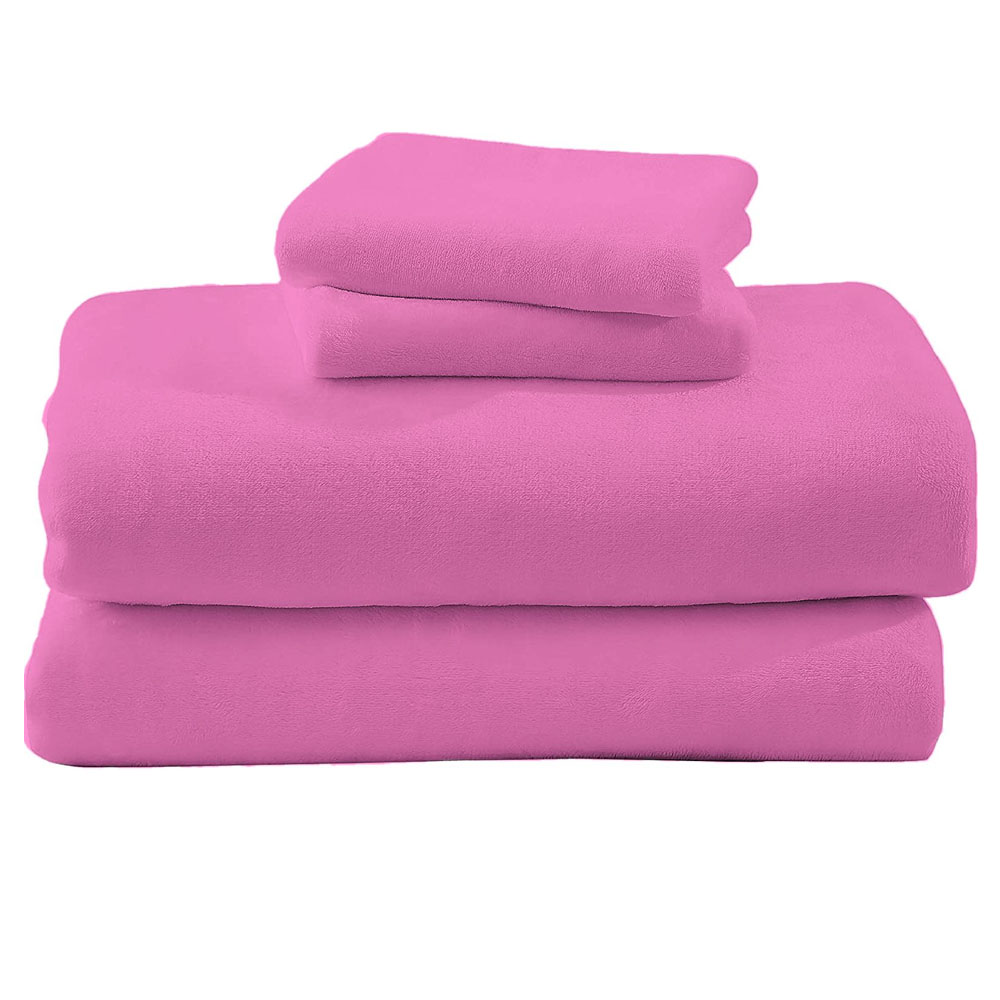 Juego De Sabanas Polar Invernales Suaves Y Cálidas Para Las Noches Frías Matrimonial Baby Pink Kyuden Home