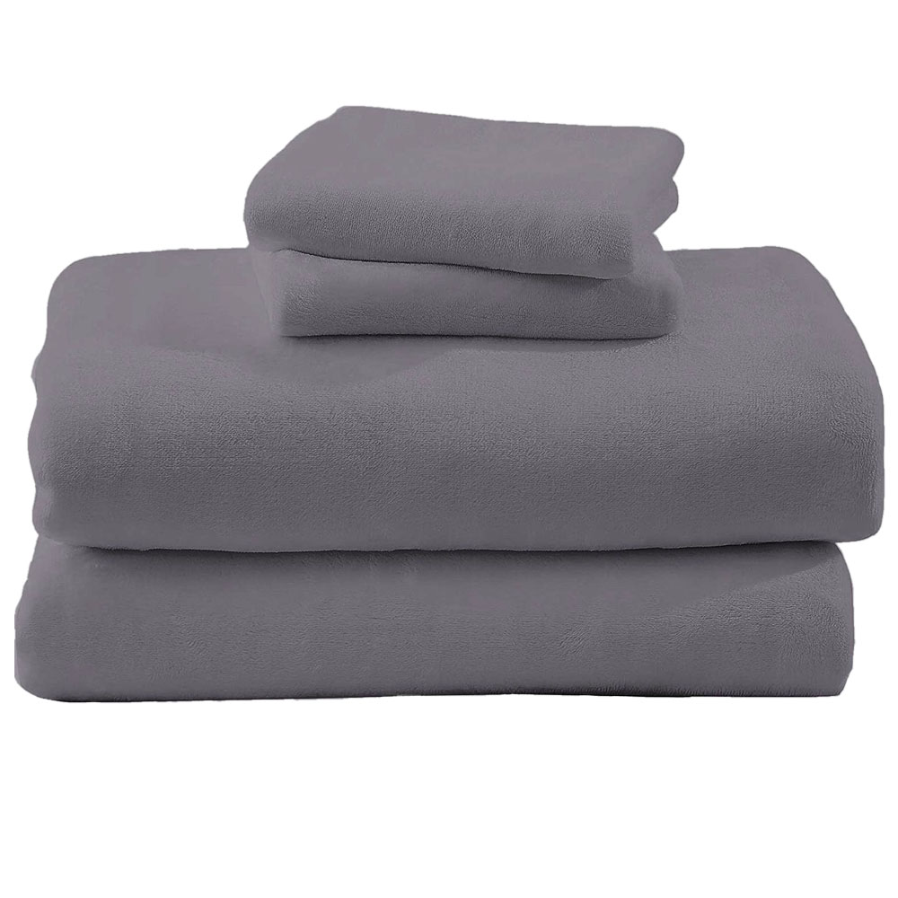 Juego De Sabanas Polar Invernales Suaves Y Cálidas Para Las Noches Frías Matrimonial Gris Kyuden Home