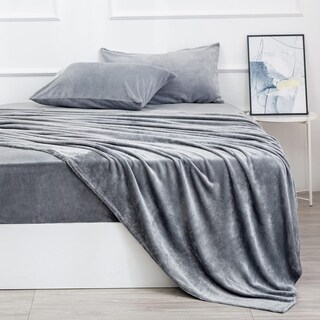Foto 4 | Juego De Sabanas Polar Invernales Suaves Y Cálidas Para Las Noches Frías Matrimonial Gris Kyuden Home