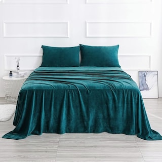 Foto 3 | Juego De Sabanas Polar Invernales Suaves Y Cálidas Para Las Noches Frías Matrimonial Verde Petróleo Kyuden Home
