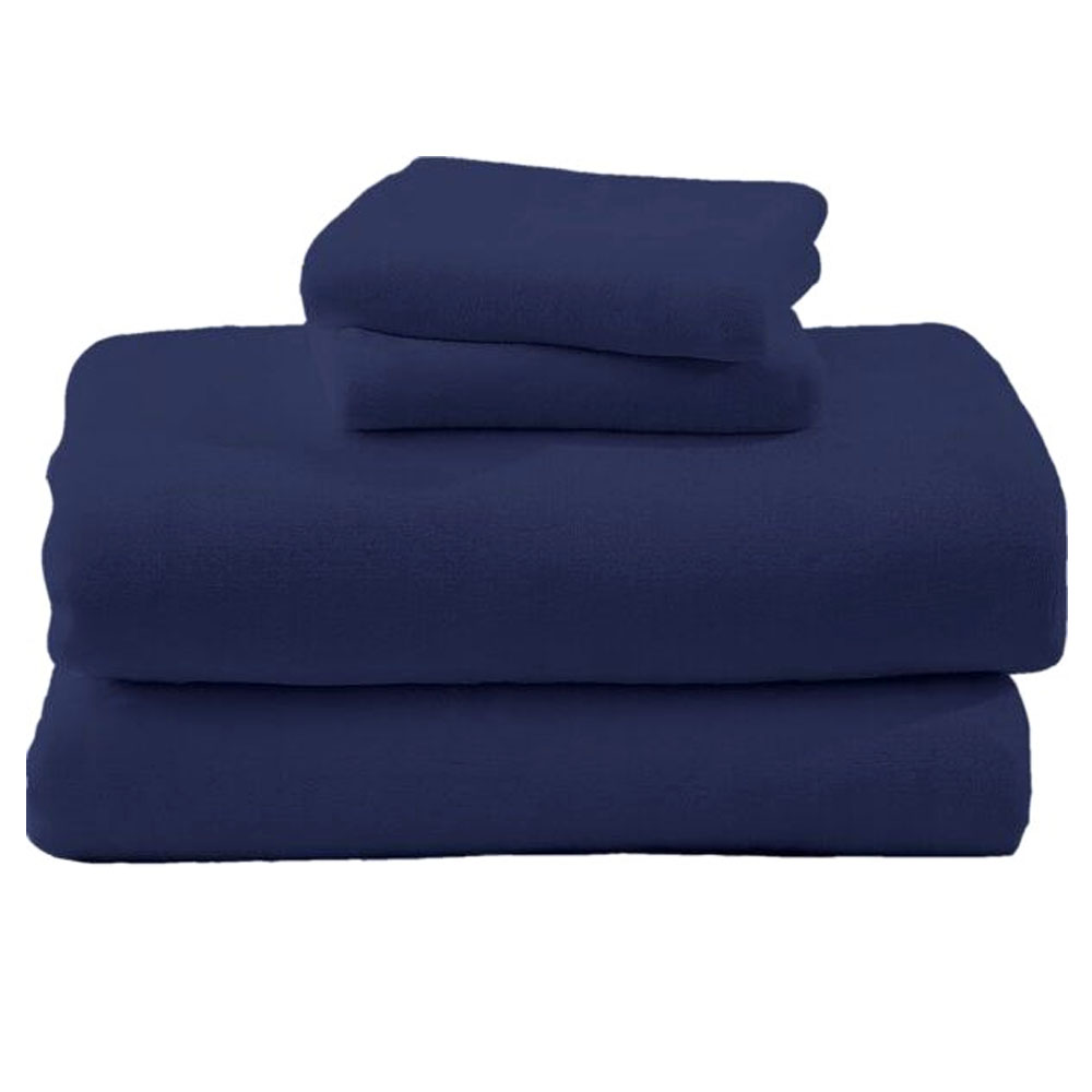 Juego De Sabanas Polar Invernales Suaves Y Cálidas Para Las Noches Frías Matrimonial Azul Navy Kyuden Home