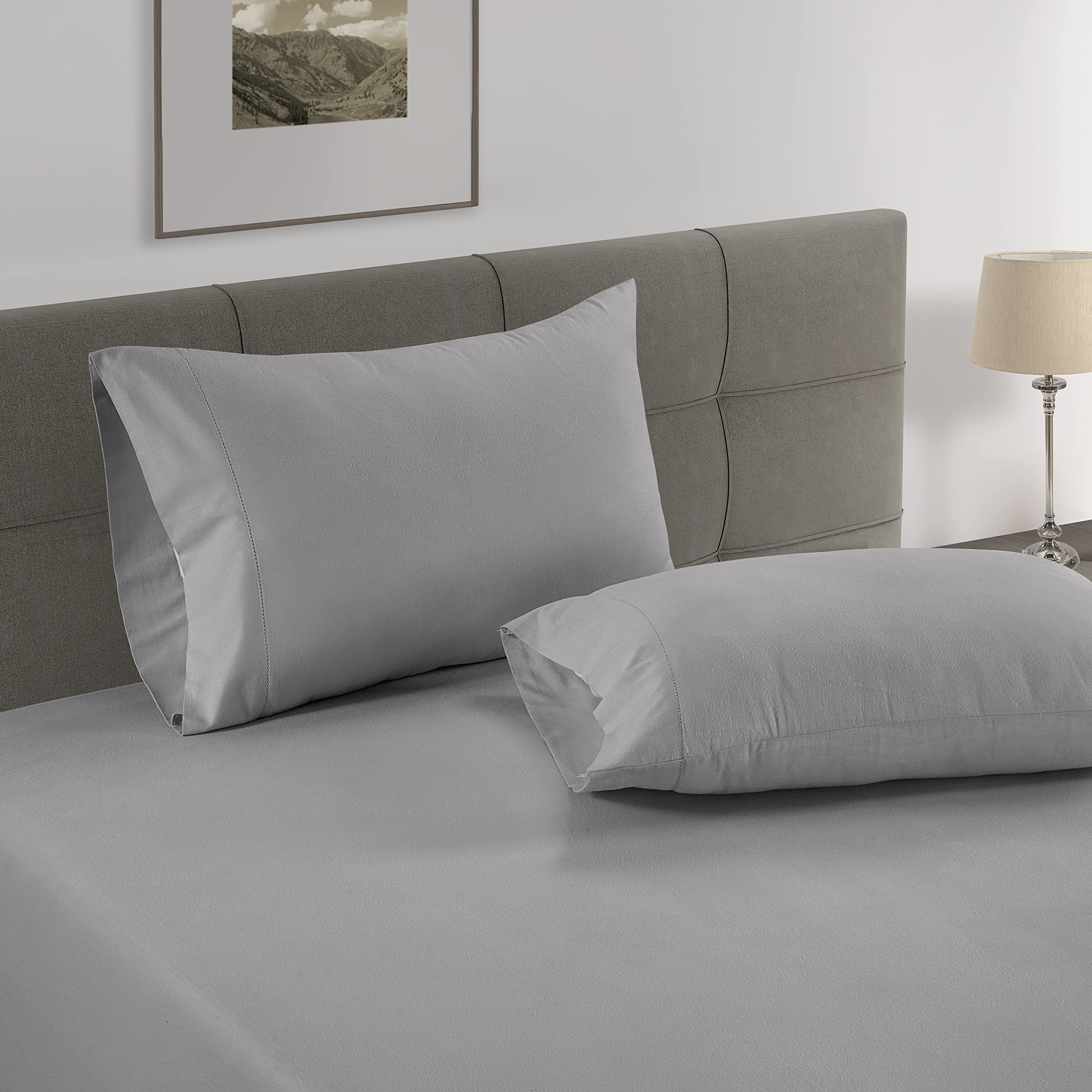 Foto 3 | Sábana Bajera Lane Linen, 100% Algodón Orgánico, Tamaño Completo, Color Plateado - Venta Internacional.