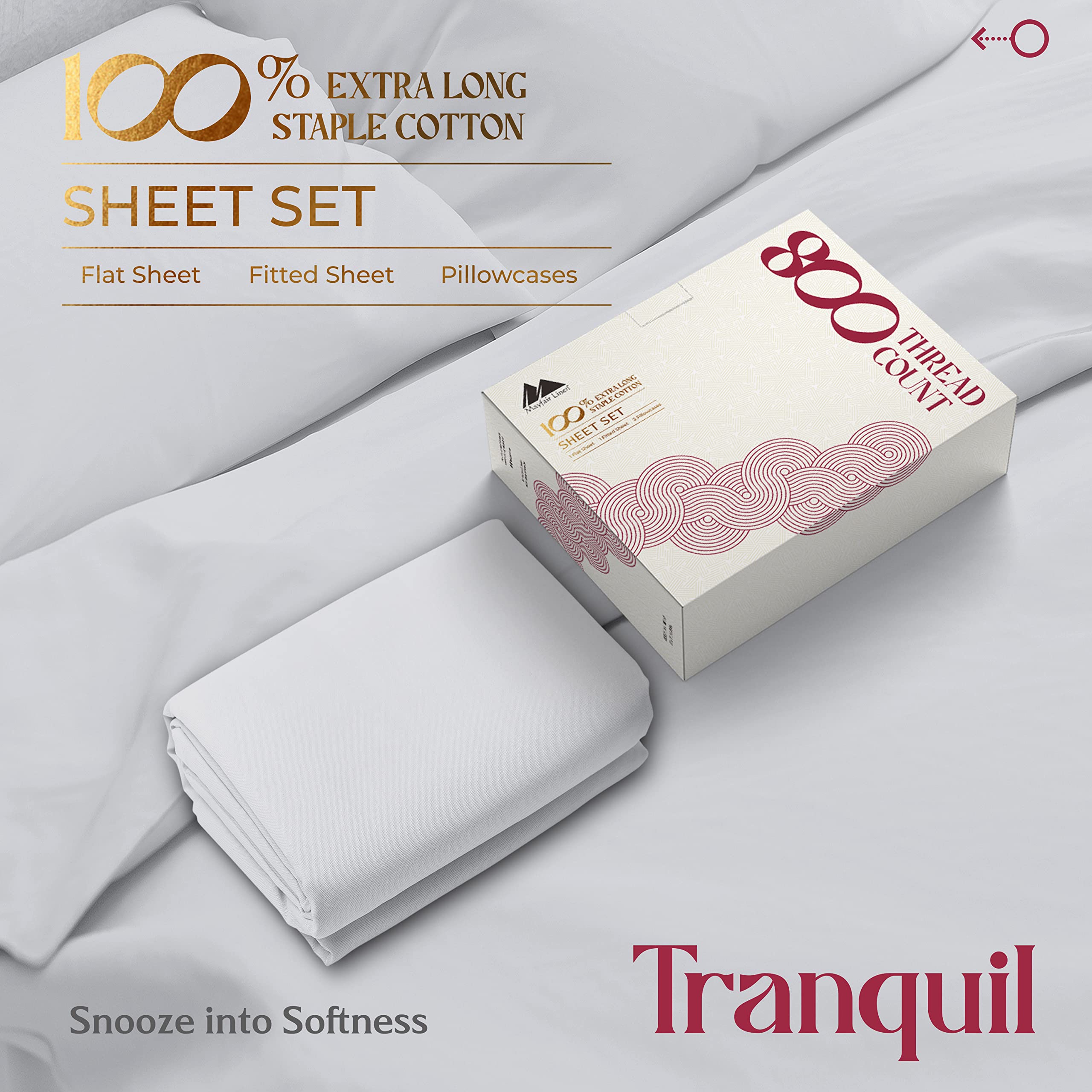 Foto 4 | Juego De Sábanas Mayfair Linen, 800 Hilos, Algodón Puro, Tamaño King - Venta Internacional.