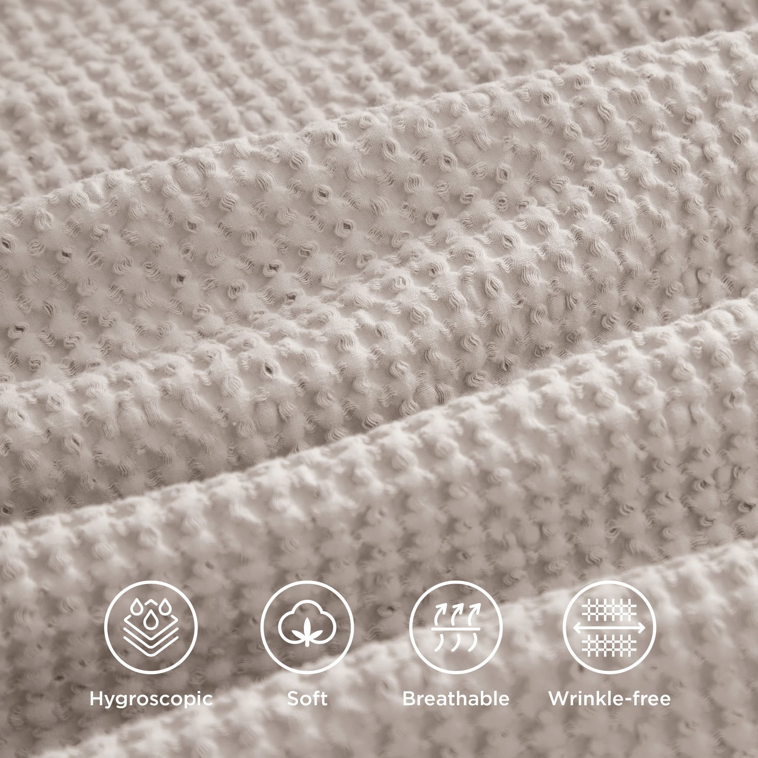 Foto 5 pulgar | Juego De Funda De Edredón Para Cama, Algodón, Tejido Gofrado, Lino, Extragrande - Venta Internacional.