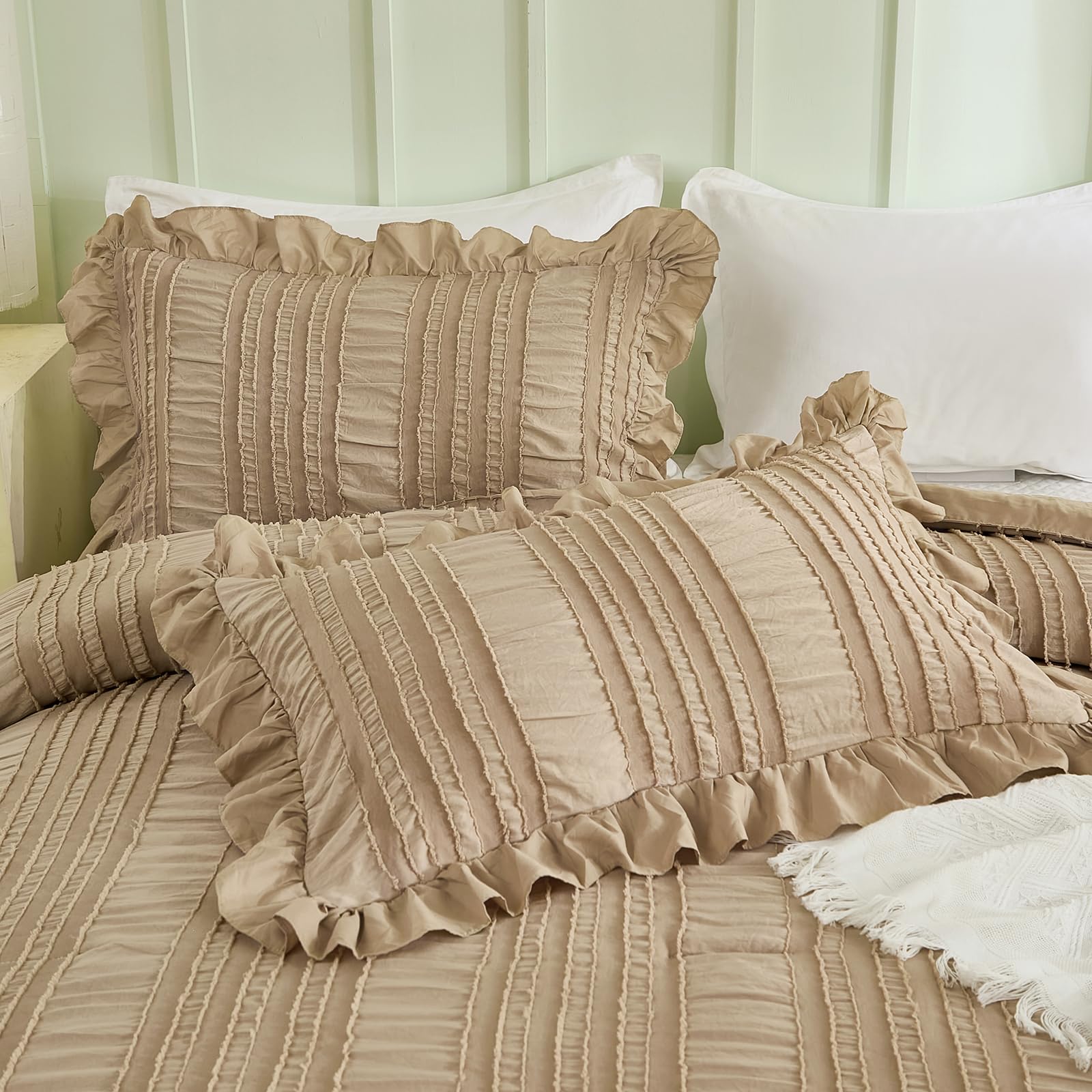 Foto 5 | Juego De Edredón Wongs Bedding Khaki Seersucker Queen, 3 Piezas - Venta Internacional.