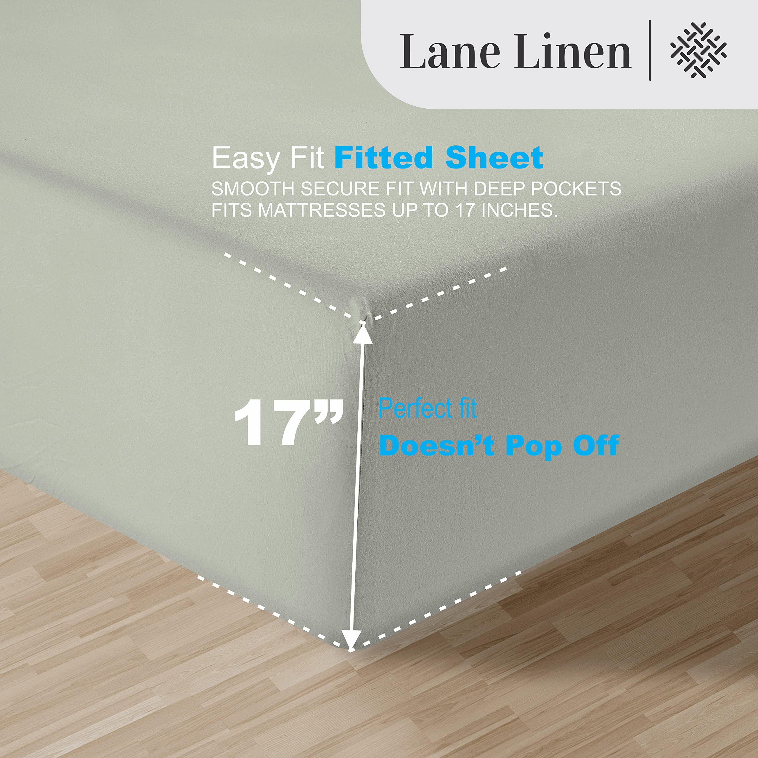 Foto 6 | Juego De Sábanas Lane Linen, 100% Algodón Egipcio, 1000 Hilos, Twin Xl - Venta Internacional.