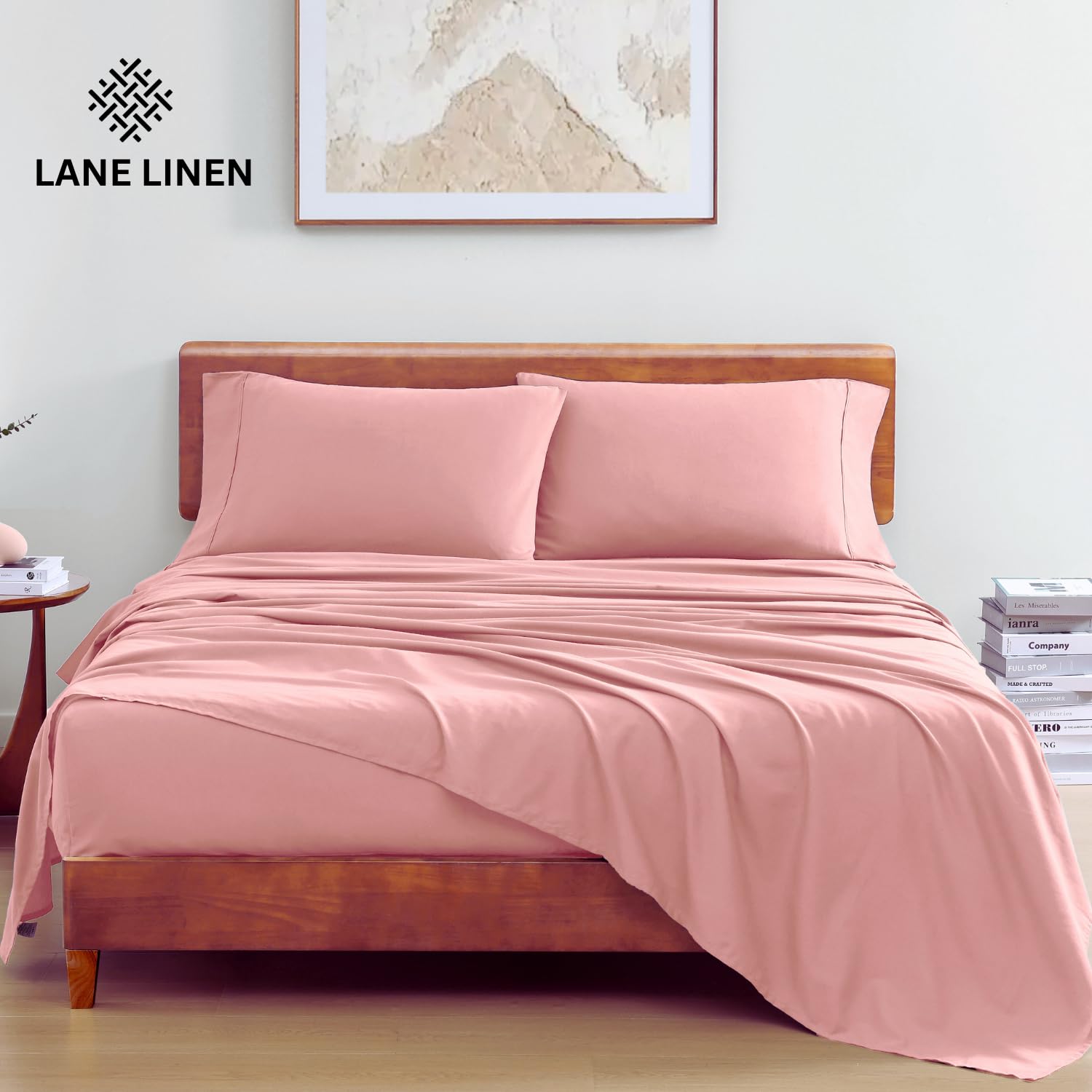 Foto 2 | Juego De Sábanas Lane Linen, 100% Algodón Orgánico, Tamaño Doble, Rose Dawn - Venta Internacional.
