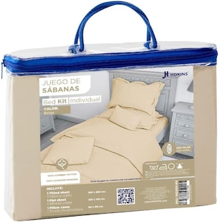 Foto 6 | Juego De Sábanas Matrimonial Hokins 3 Piezas Beige 300 Hilos 100% Algodón