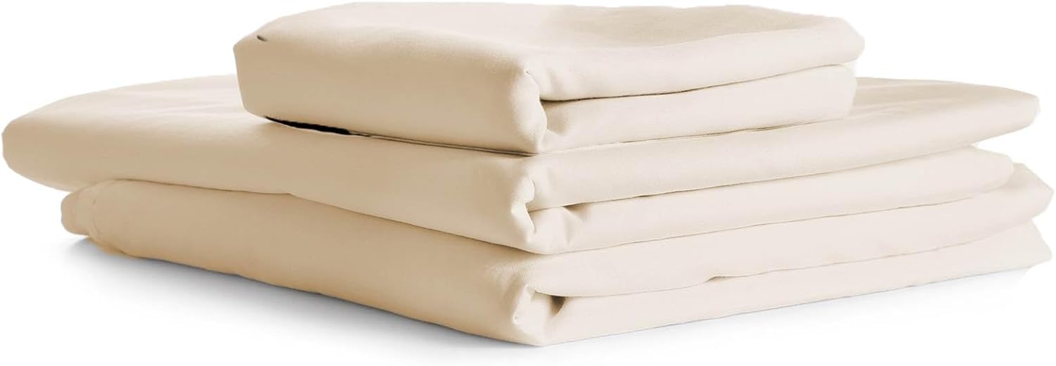 Juego De Sábanas Queen Size Hokins 3 Piezas Beige 400 Hilos 100% Algodón