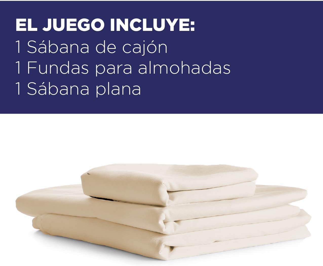 Foto 5 | Juego De Sábanas Queen Size Hokins 3 Piezas Beige 400 Hilos Microfibra