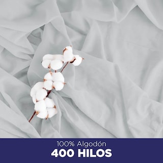 Foto 2 | Juego De Sábanas Matrimonial Hokins 3 Piezas Gris 400 Hilos 100% Algodón