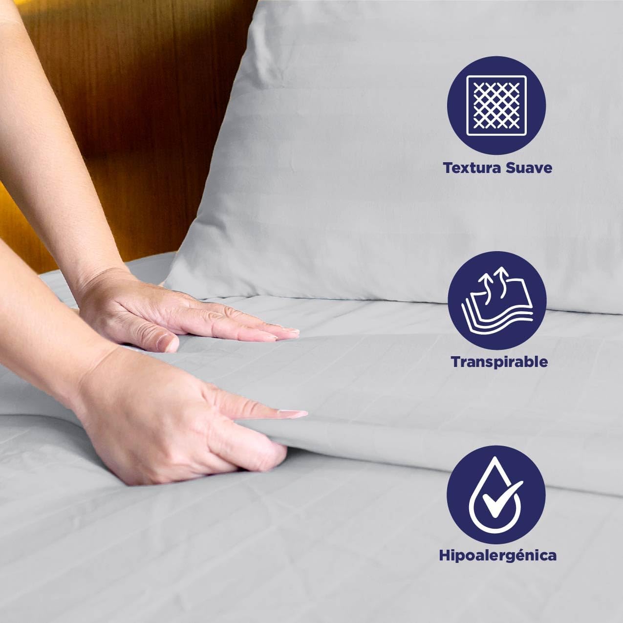 Foto 4 pulgar | Juego De Sábanas Matrimonial Hokins 4 Piezas Gris Microfibra
