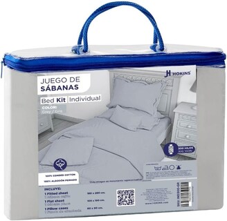 Foto 6 | Juego De Sábanas Queen Size Hokins 4 Piezas Gris Microfibra