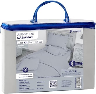 Foto 6 | Juego De Sábanas Queen Size Hokins 3 Piezas Gris 300 Hilos 100% Algodón