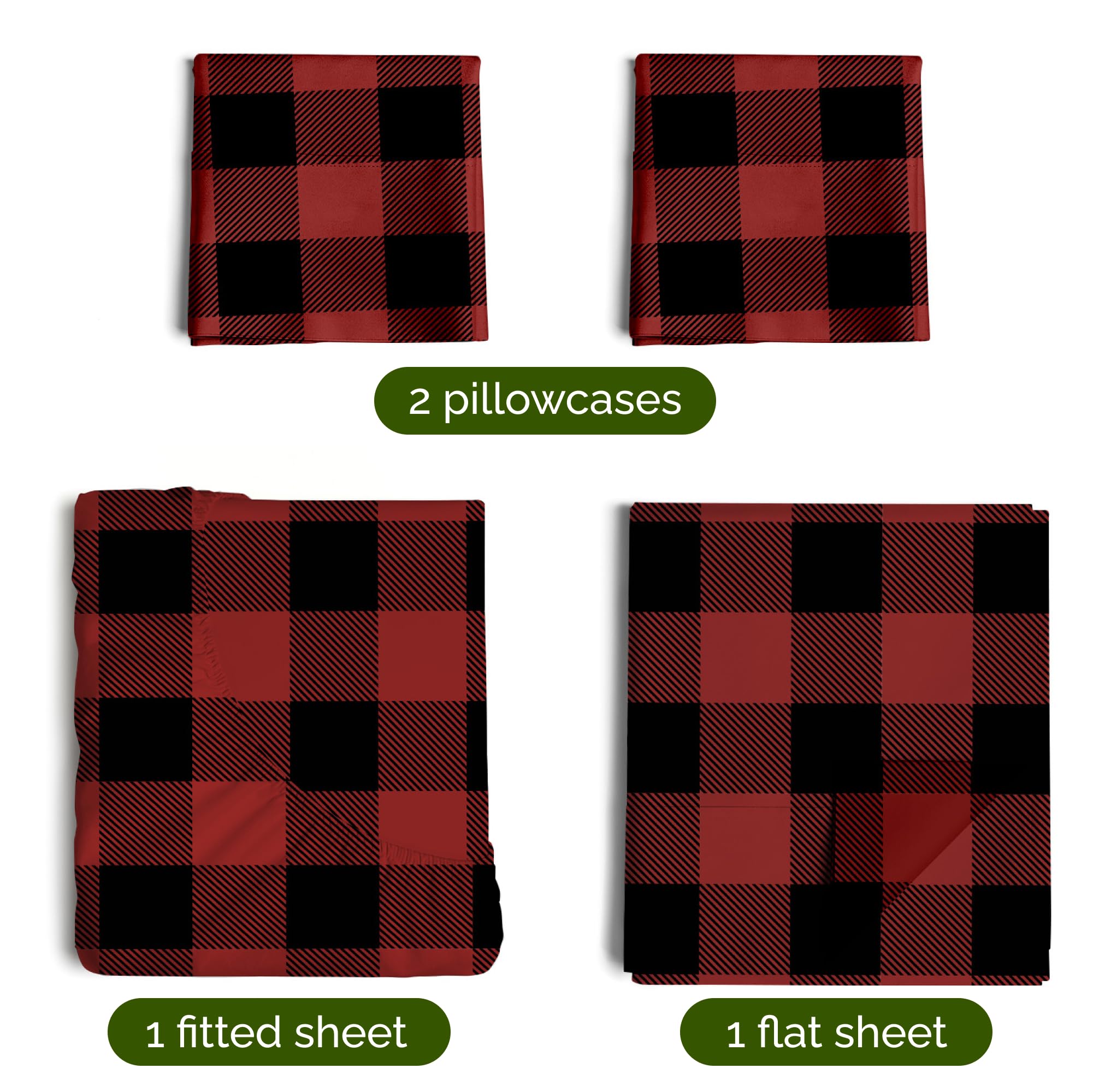 Foto 3 pulgar | Juego De Sábanas Cgk Unlimited Christmas Cal King Buffalo Plaid - Venta Internacional.