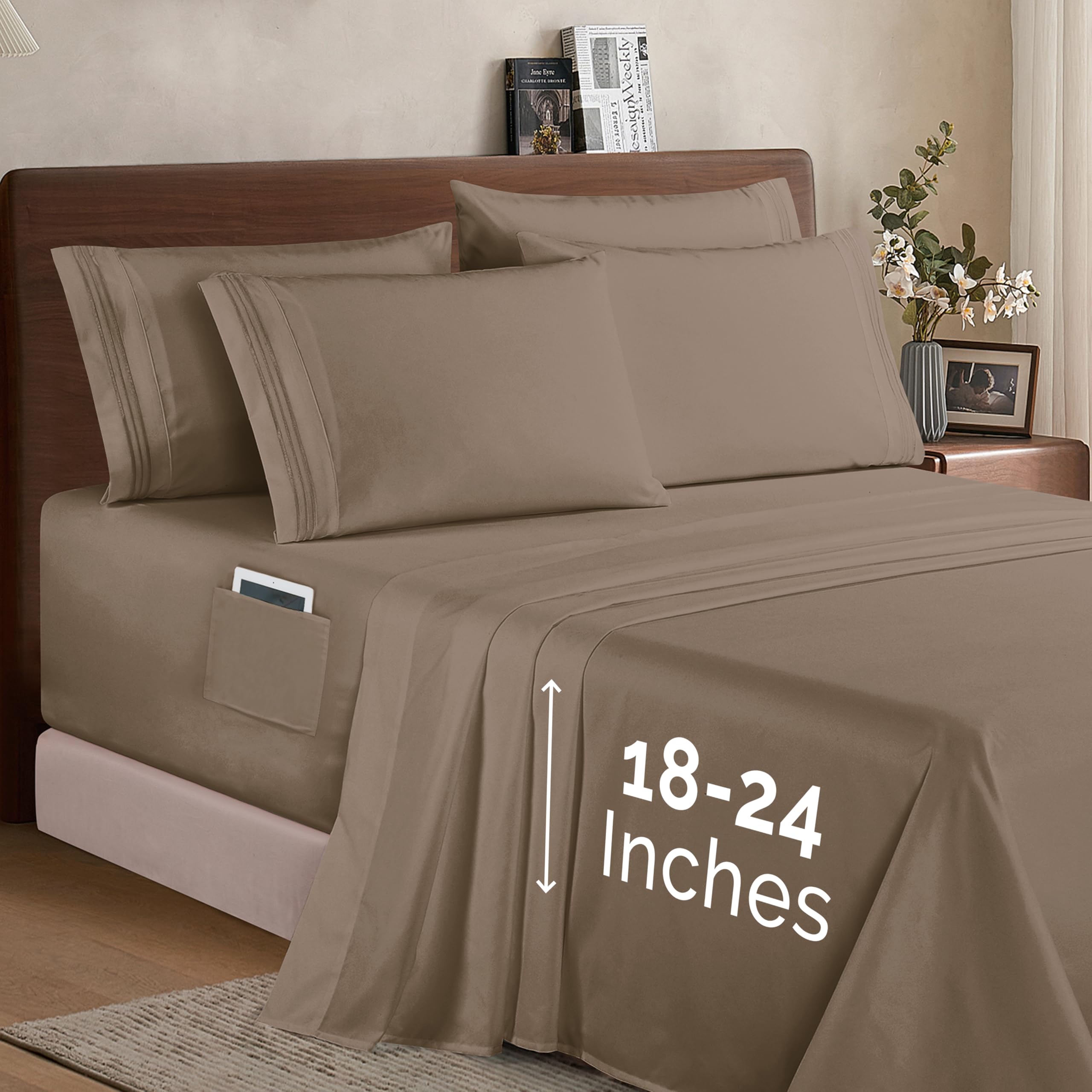Juego De Sábanas Elegant Comfort 1500 Premium De 6 Piezas Con Bolsillo Extra Profundo - Venta Internacional.