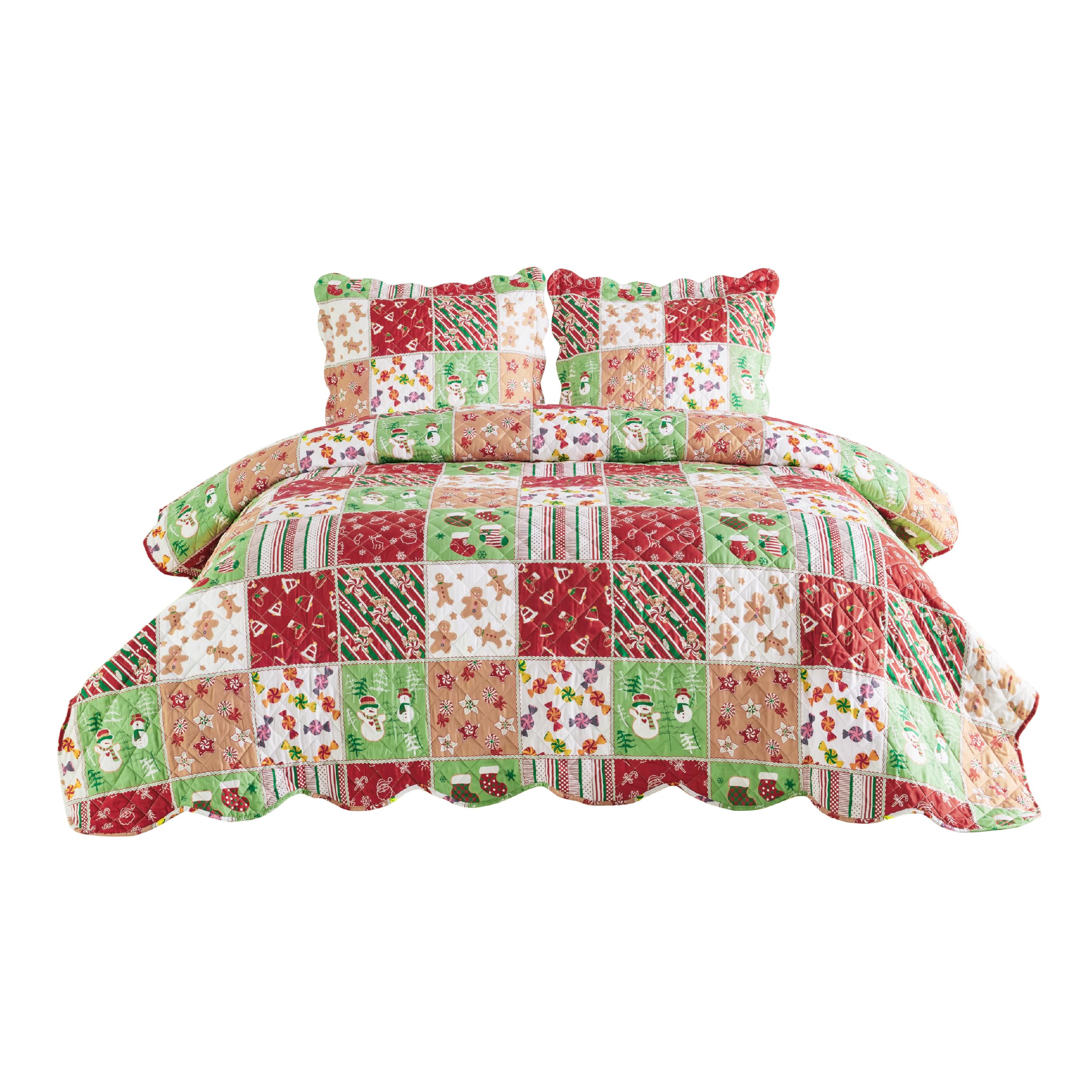 Foto 4 | Juego de Colcha Bedsure Christmas Queen Size Rojo con 3 Piezas - Venta Internacional