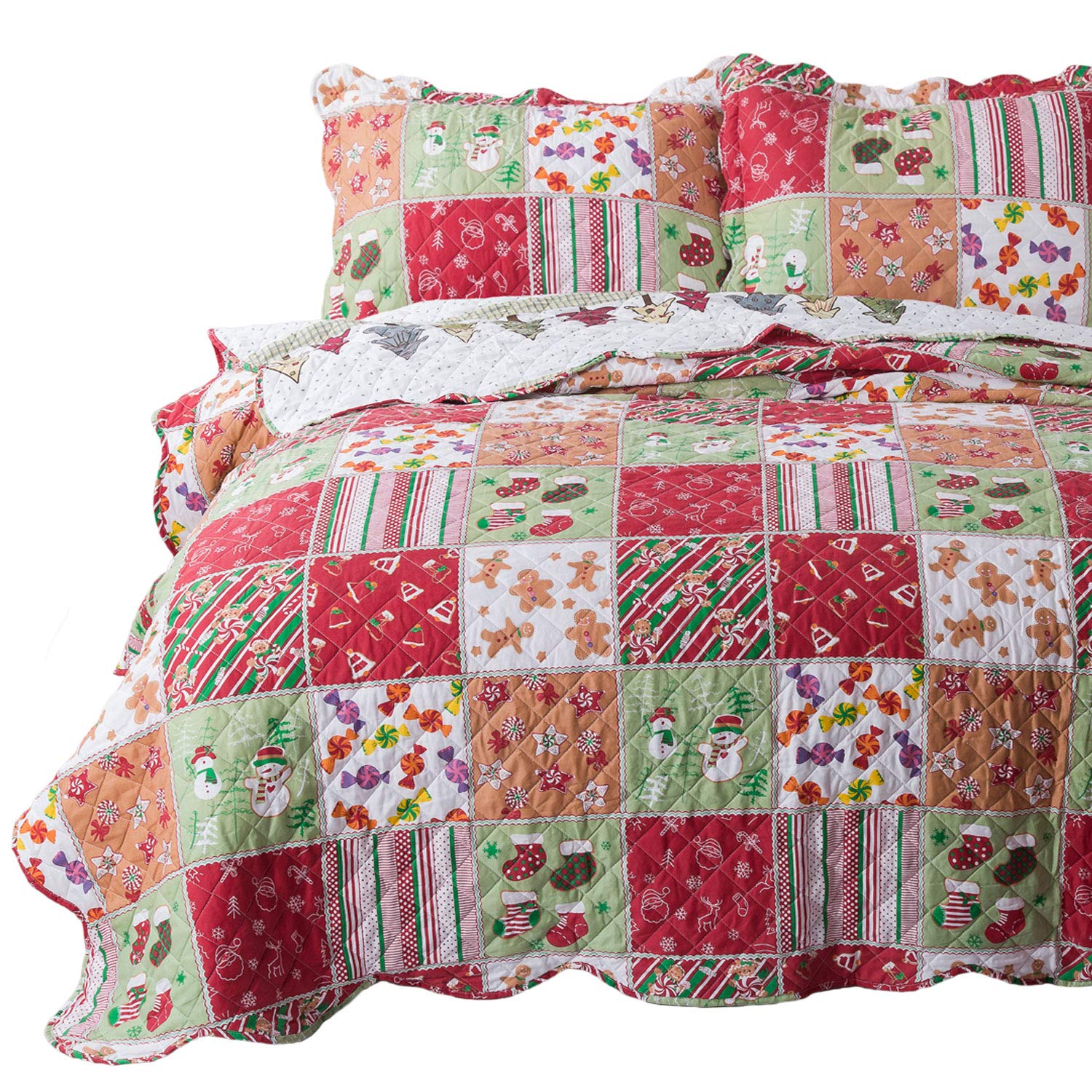 Foto 2 pulgar | Juego De Colchas Bedsure Christmas King Size, 3 Piezas, Color Rojo - Venta Internacional.