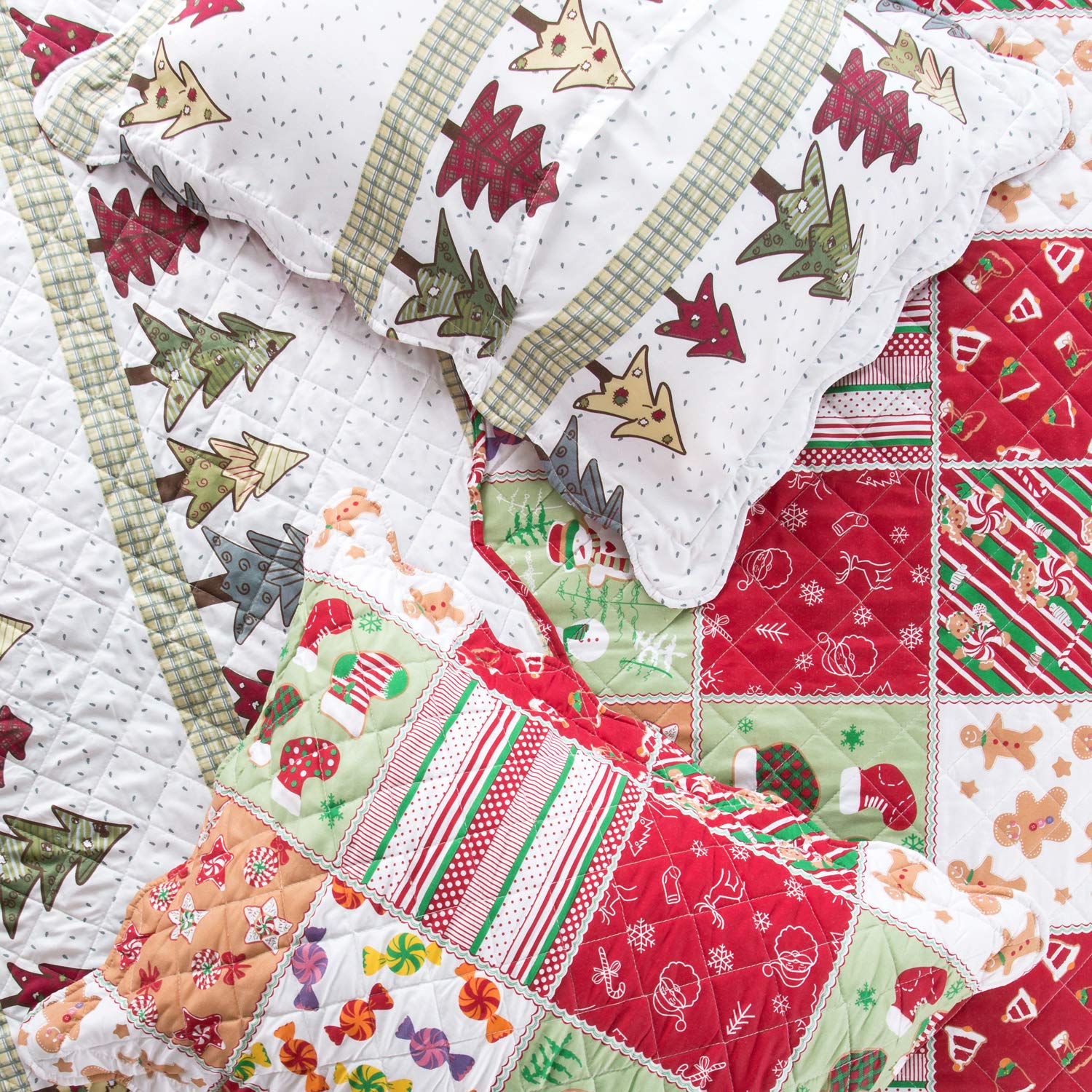 Foto 6 pulgar | Juego De Colchas Bedsure Christmas King Size, 3 Piezas, Color Rojo - Venta Internacional.