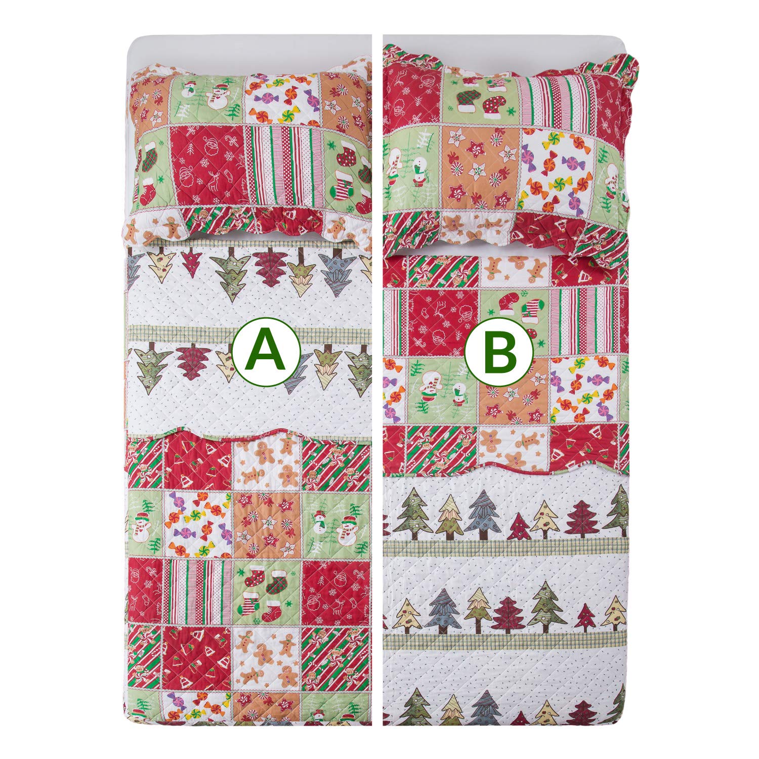 Foto 8 pulgar | Juego De Colchas Bedsure Christmas King Size, 3 Piezas, Color Rojo - Venta Internacional.