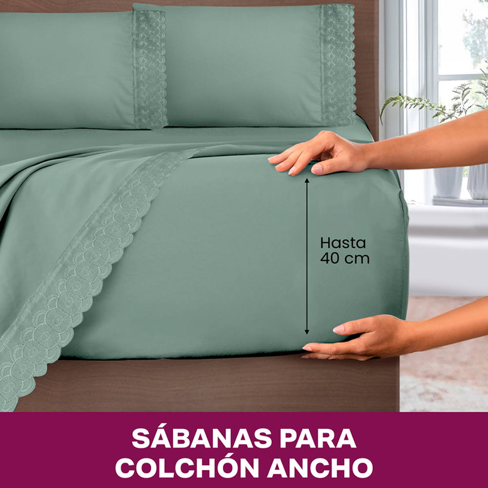 Foto 6 pulgar | Juego De Sábana Matrimonial Olivo Bordada Suave Al Tacto