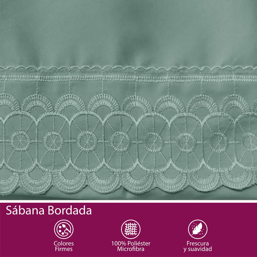 Foto 7 | Juego De Sábana Matrimonial Olivo Bordada Suave Al Tacto