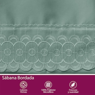 Foto 7 | Juego De Sábana Matrimonial Olivo Bordada Suave Al Tacto