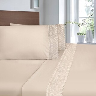 Foto 3 | Juego De Sábana King Size Beige Bordada Suave Al Tacto