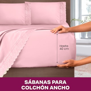 Foto 5 | Juego De Sábana Individual Rosa Bordada Suave Al Tacto