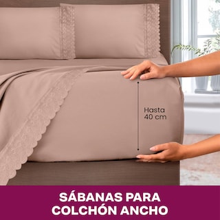 Foto 5 | Juego De Sábana Matrimonial Tabaco Bordada Suave Al Tacto