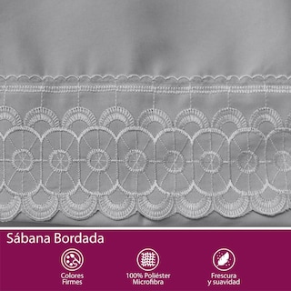 Foto 7 | Juego De Sábana King Size Gris Bordada Suave Al Tacto