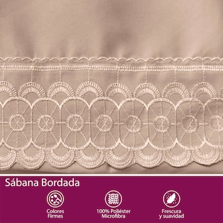 Foto 7 | Juego De Sábana King Size Tabaco Bordada Suave Al Tacto