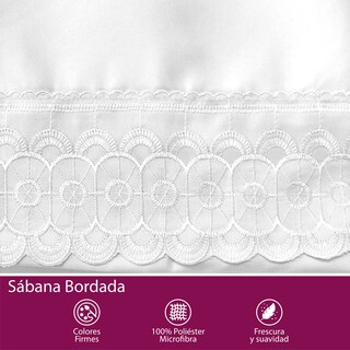 Foto 7 | Juego De Sábana King Size Blanco Bordada Suave Al Tacto