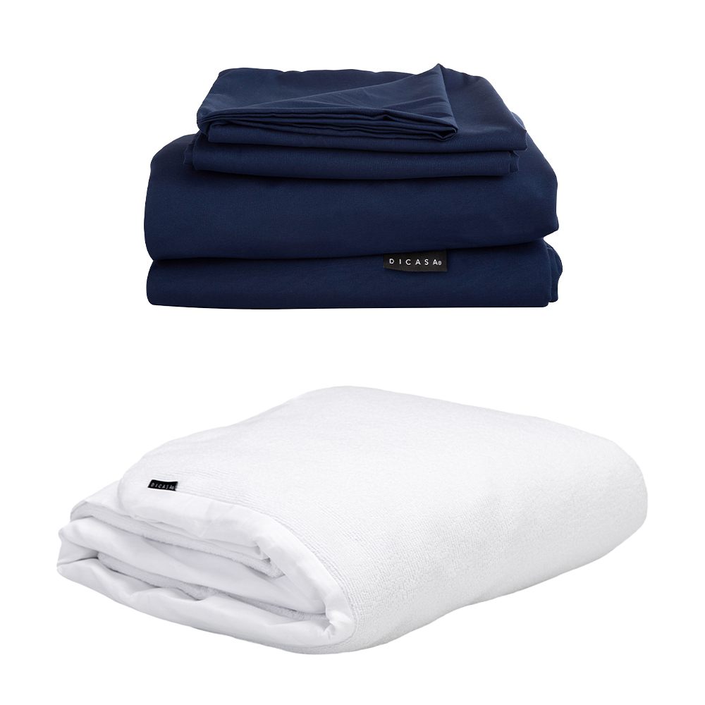 Protector Cloud + Sabanas Softy Azul Marino King Size