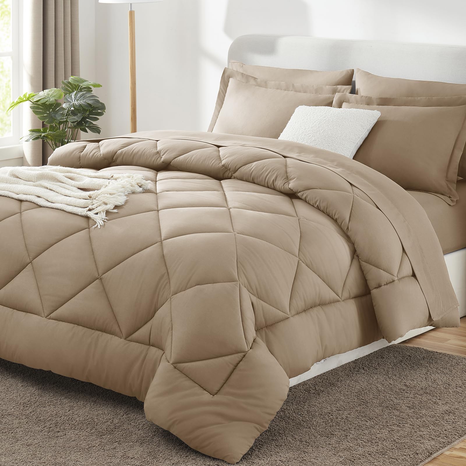 Foto 2 pulgar | Juego De Edredón Cozylux Queen Con Sábanas, 7 Piezas, Color Topo, Para Todas Las Estaciones - Venta Internacional.