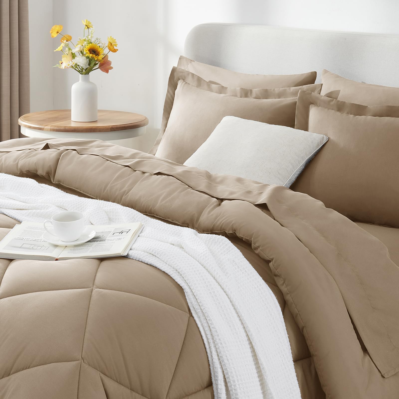 Foto 4 pulgar | Juego De Edredón Cozylux Queen Con Sábanas, 7 Piezas, Color Topo, Para Todas Las Estaciones - Venta Internacional.