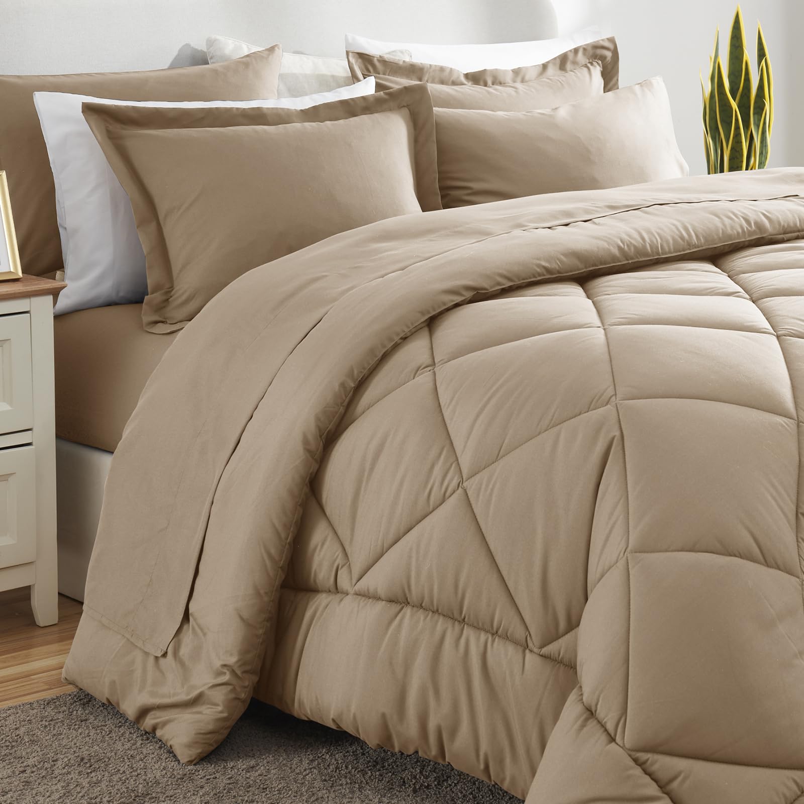 Foto 4 | Juego De Edredón Cozylux Queen Con Sábanas, 7 Piezas, Color Topo, Para Todas Las Estaciones - Venta Internacional.