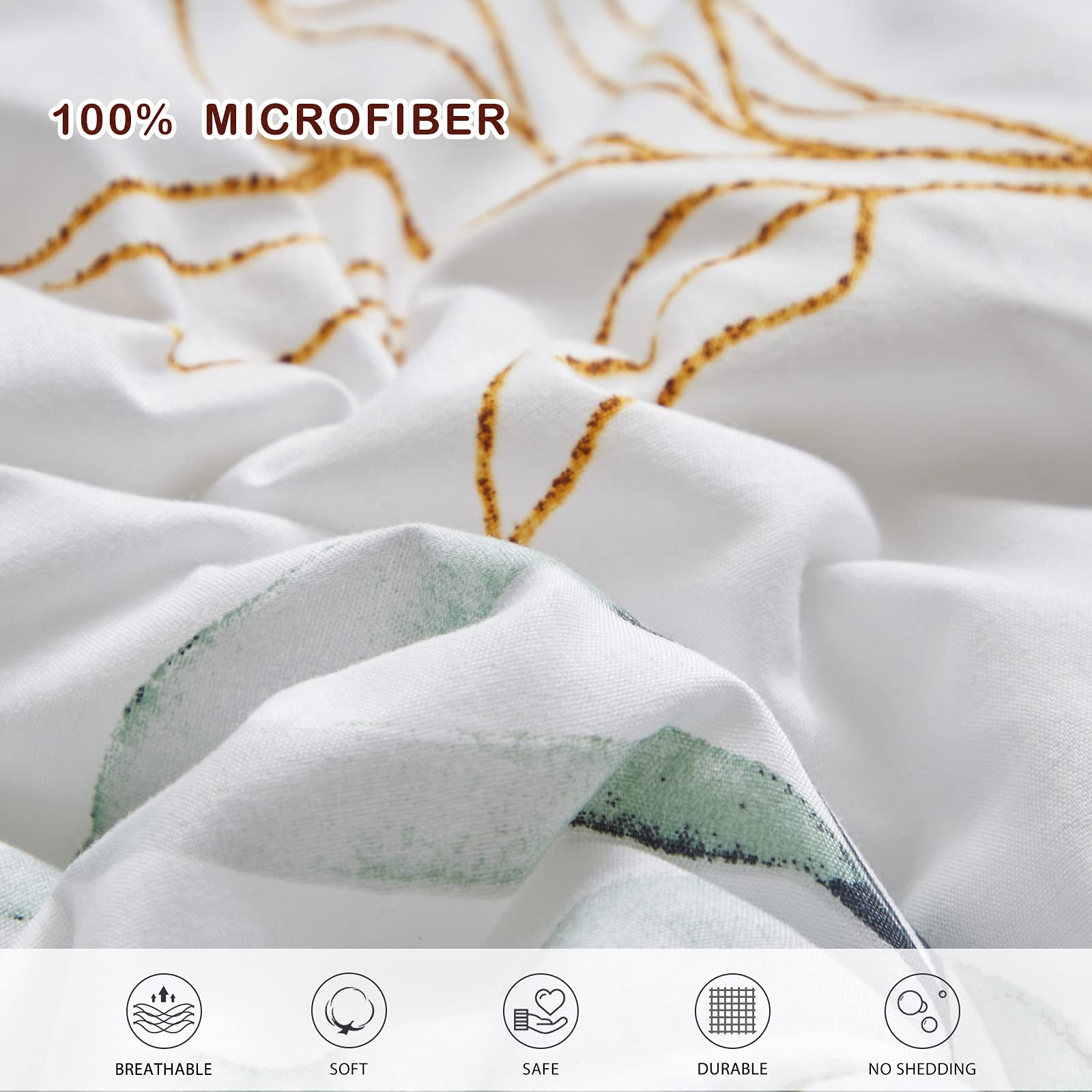 Foto 6 pulgar | Bed In A Bag Joyreap Twin Green Leaves Sobre Microfibra Blanca - Venta Internacional.