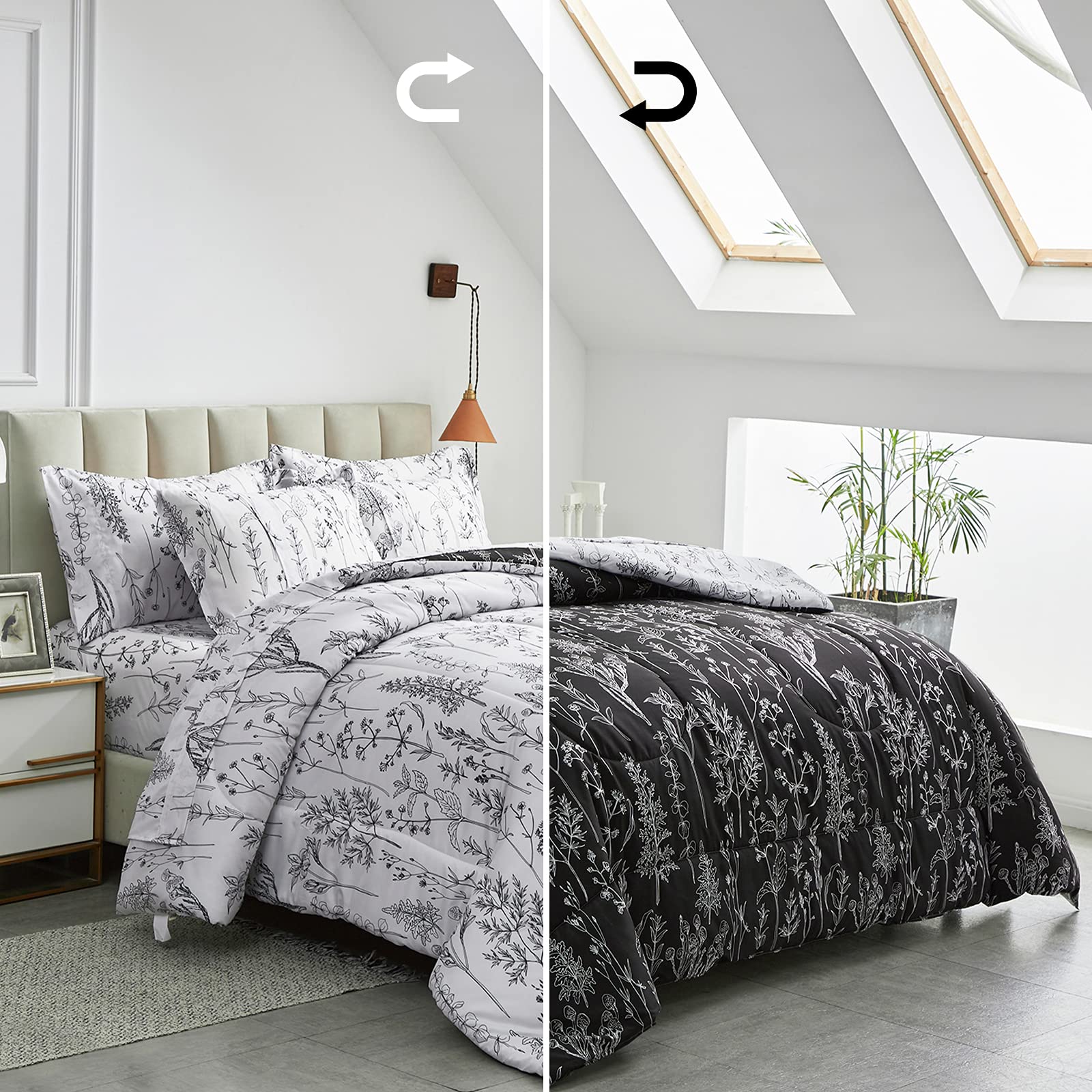 Foto 4 | Juego de Cama Joyreap Botanical Queen Reversible 7 Piezas  - Venta Internacional