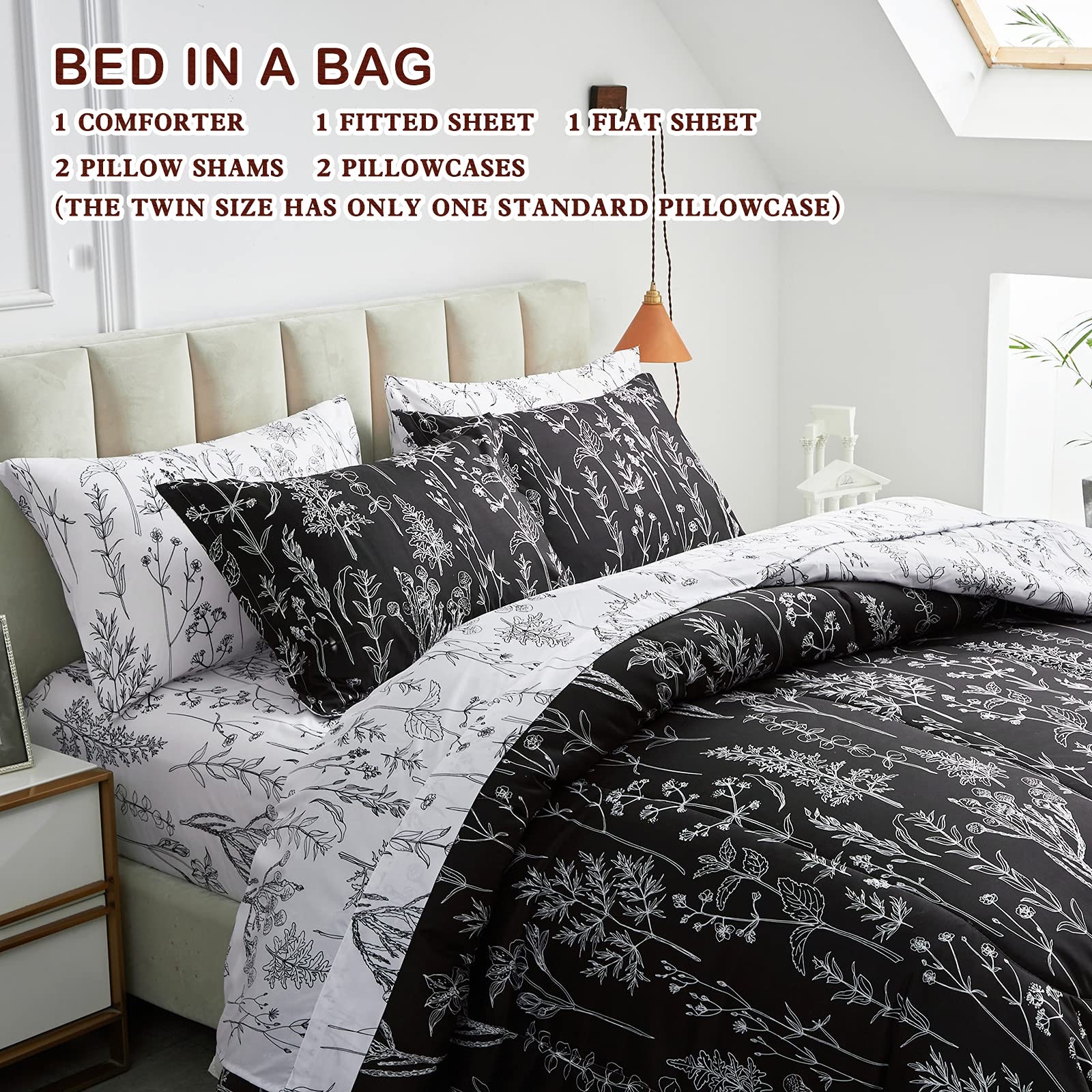 Foto 6 pulgar | Juego de Cama Joyreap Botanical Queen Reversible 7 Piezas  - Venta Internacional
