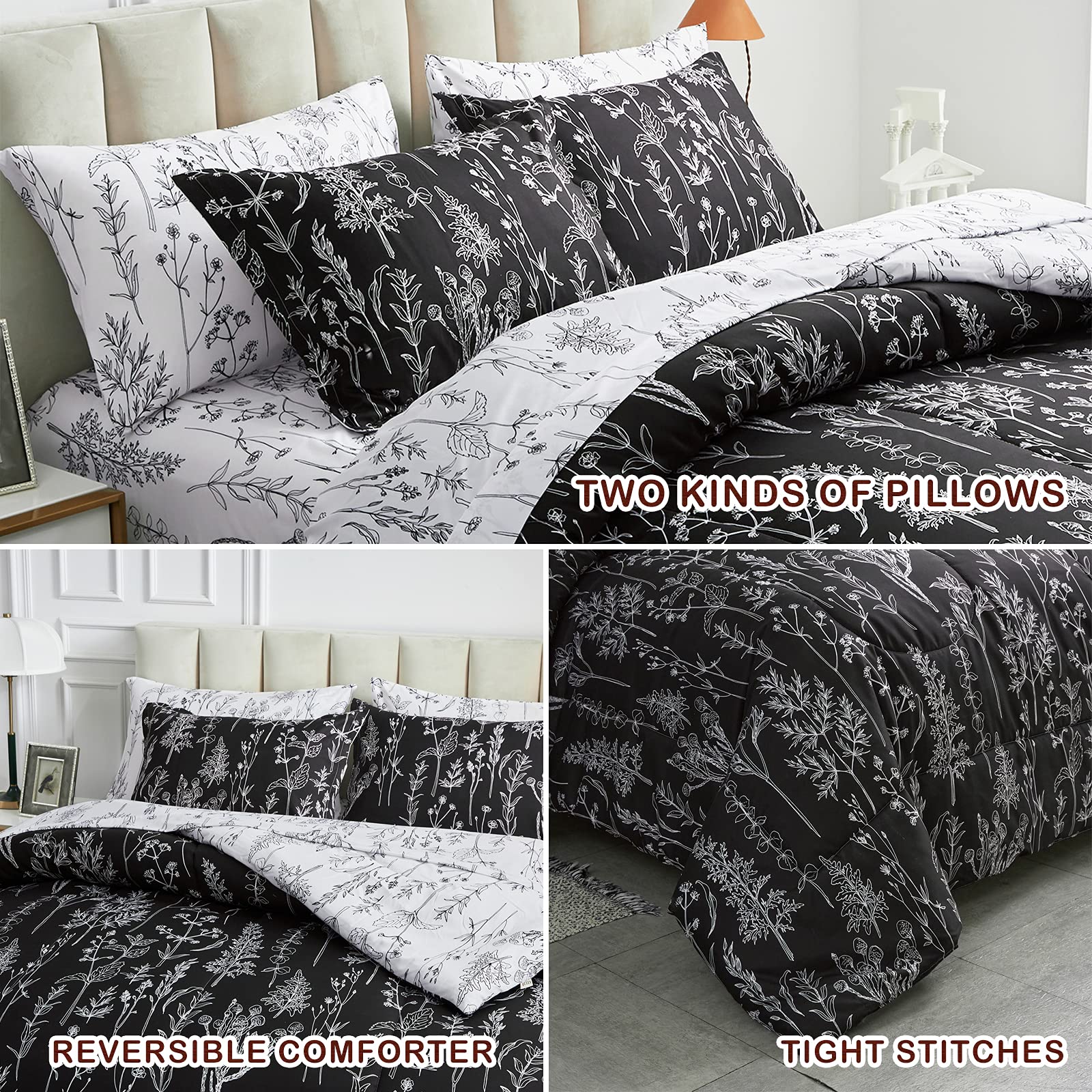 Foto 7 pulgar | Juego de Cama Joyreap Botanical Queen Reversible 7 Piezas  - Venta Internacional